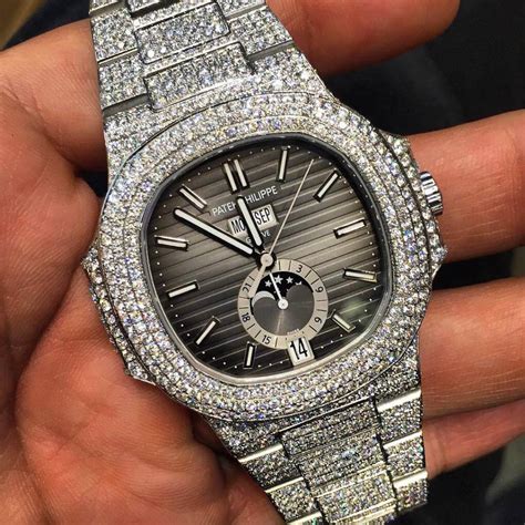 patek watch iced out replica|patek philippe nautilus full diamond.